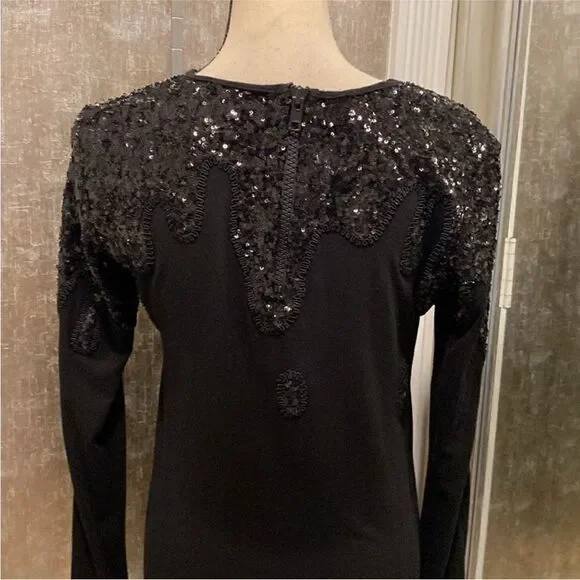 Moschino Black Long Sleeve Sequin  sweater Dress, M-L - Picture 7 of 9